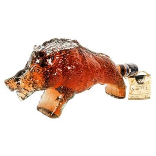 Bottle of Hog Samvel 40% Armenian Brandy 500ml, often featuring a hog-shaped design.