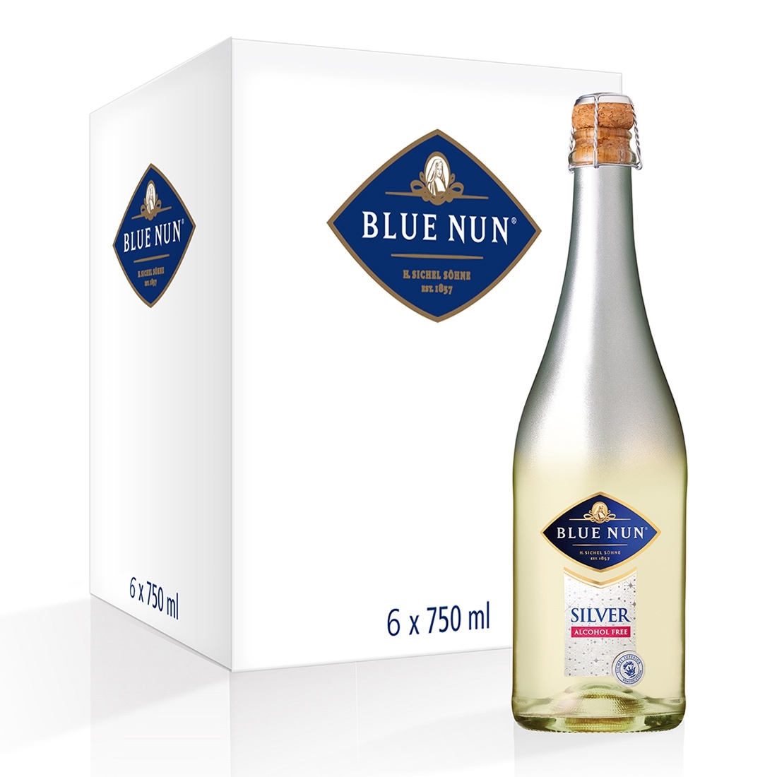 Wine Blue Nun Sparkling Silver Alcohol Free 750ml. Euro Liquor Buy