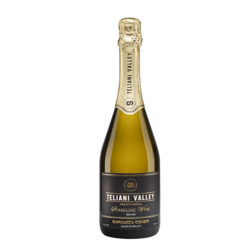 Bottle of Teliani Valley Georgian Semi-dry White Sparkling Wine
