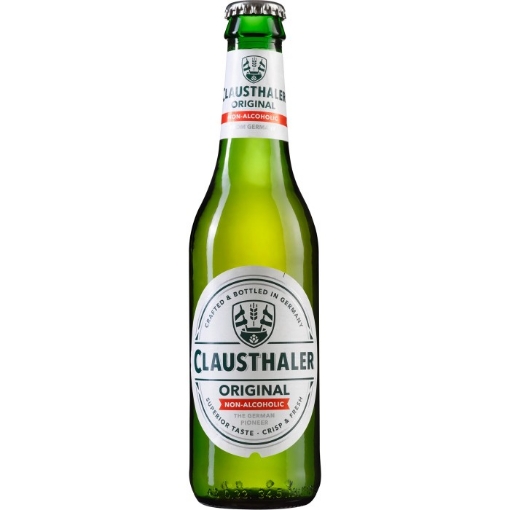 Clausthaler Lager 0% Non-Alcoholic Beer 330ml bottle, featuring classic German branding.