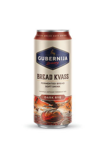 Gubernija Dark Rye Kvass soft drink 500ml can - traditional fermented bread drink